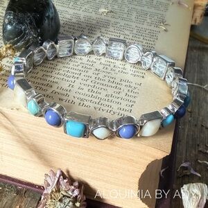 🐎 Western Turquoise, Agate & Lapis Bracelet —  Boho Cowgirl Piece
